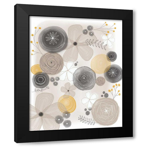 Yellow Floral Black Modern Wood Framed Art Print by Doucette, Katie