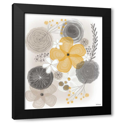 Yellow Floral II Black Modern Wood Framed Art Print by Doucette, Katie