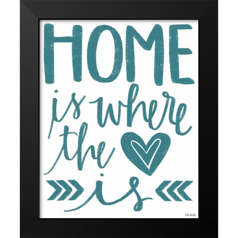 Home Heart Typography Black Modern Wood Framed Art Print by Doucette, Katie
