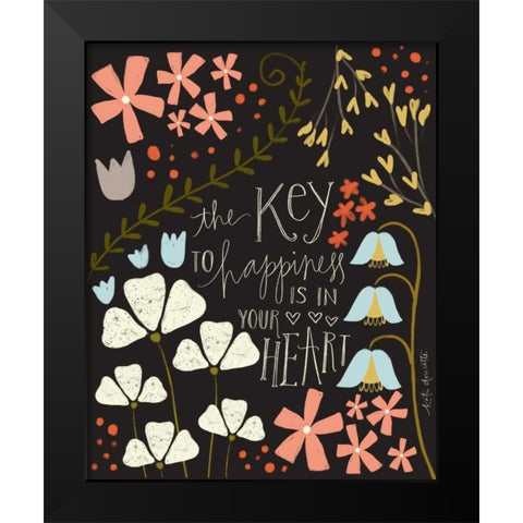 Key to Happiness Black Modern Wood Framed Art Print by Doucette, Katie