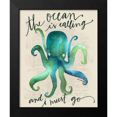 The Ocean is Calling Black Modern Wood Framed Art Print by Doucette, Katie