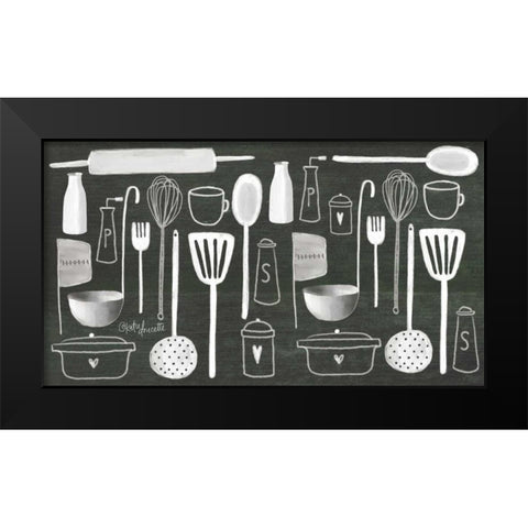 Kitchen Utensils Black Modern Wood Framed Art Print by Doucette, Katie