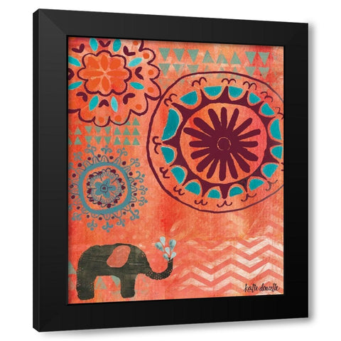 Bohemian Elephant Black Modern Wood Framed Art Print by Doucette, Katie