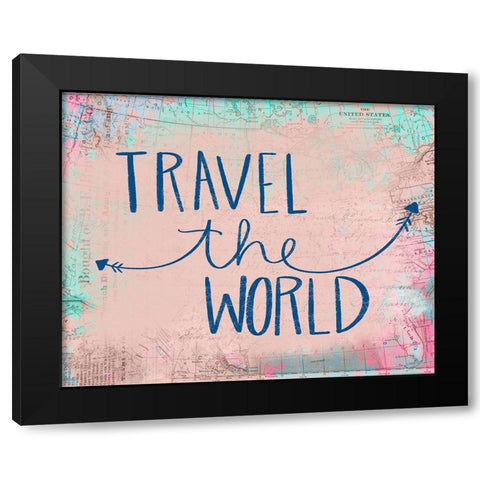 Travel the World Black Modern Wood Framed Art Print by Doucette, Katie
