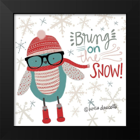 Hip Holiday Bird Black Modern Wood Framed Art Print by Doucette, Katie