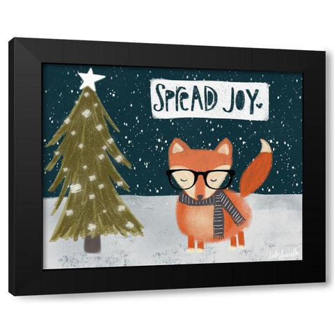 Spread Joy Hipster Fox Black Modern Wood Framed Art Print by Doucette, Katie