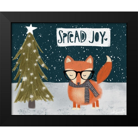 Spread Joy Hipster Fox Black Modern Wood Framed Art Print by Doucette, Katie