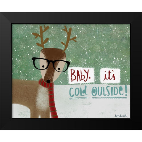 Cold Hipster Reindeer Black Modern Wood Framed Art Print by Doucette, Katie