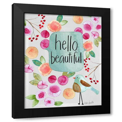 Hello Beautiful I Black Modern Wood Framed Art Print by Doucette, Katie