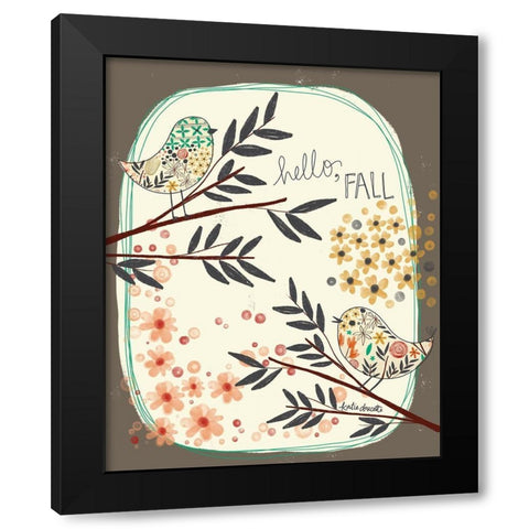 Hello Fall Black Modern Wood Framed Art Print by Doucette, Katie