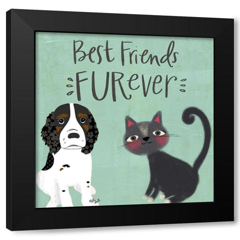Best Friends Furever Black Modern Wood Framed Art Print with Double Matting by Doucette, Katie