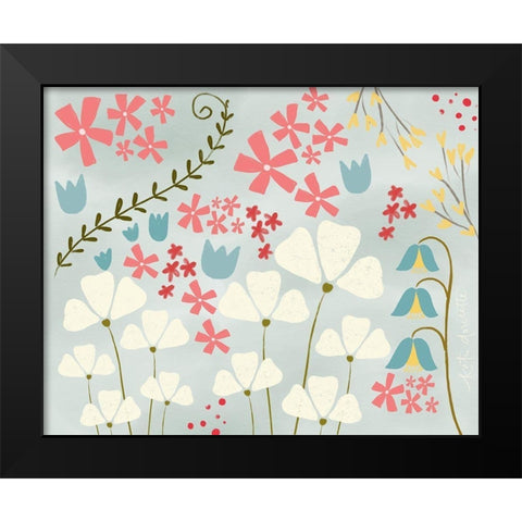 Pastel Flowers Black Modern Wood Framed Art Print by Doucette, Katie