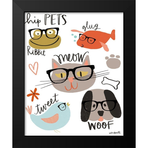 Hip Pets Black Modern Wood Framed Art Print by Doucette, Katie