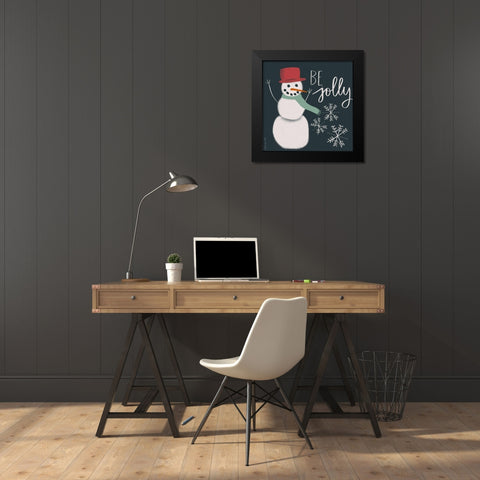 Jolly Snowman Black Modern Wood Framed Art Print by Doucette, Katie