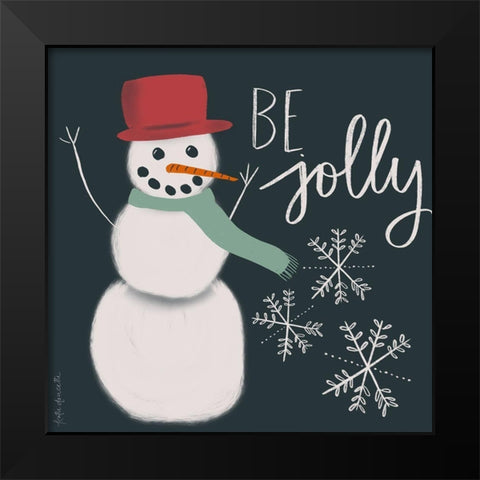 Jolly Snowman Black Modern Wood Framed Art Print by Doucette, Katie