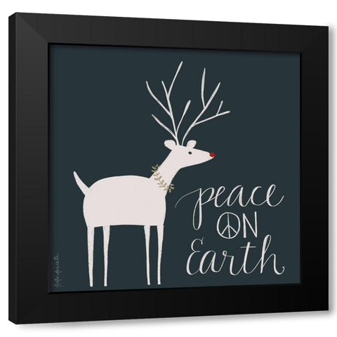 Peace on Earth Reindeer Black Modern Wood Framed Art Print by Doucette, Katie