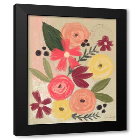 Vintage Flowers Black Modern Wood Framed Art Print with Double Matting by Doucette, Katie
