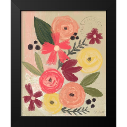 Vintage Flowers Black Modern Wood Framed Art Print by Doucette, Katie