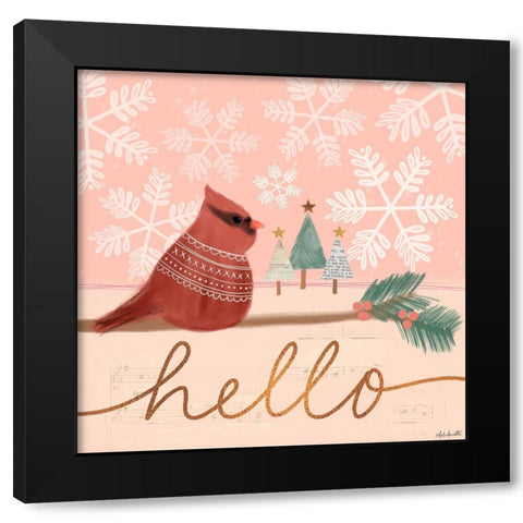 Hello Cardinal Black Modern Wood Framed Art Print by Doucette, Katie