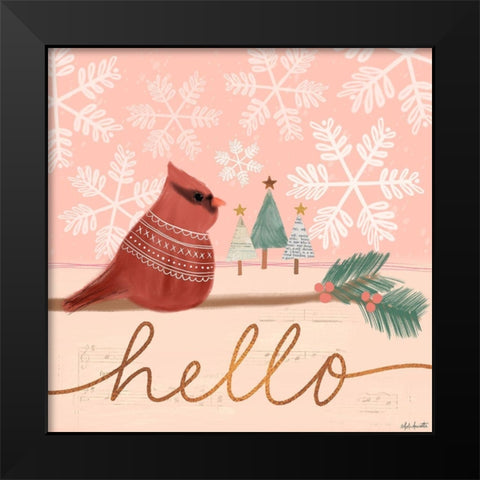Hello Cardinal Black Modern Wood Framed Art Print by Doucette, Katie