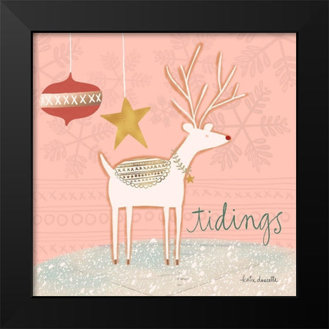 Reindeer Tidings Black Modern Wood Framed Art Print by Doucette, Katie