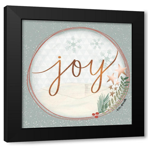 Joy Snow Globe Black Modern Wood Framed Art Print by Doucette, Katie
