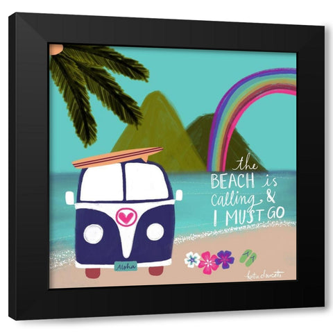 Beach is Calling Black Modern Wood Framed Art Print by Doucette, Katie
