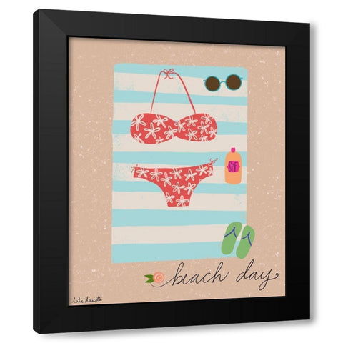 Beach Day Black Modern Wood Framed Art Print by Doucette, Katie