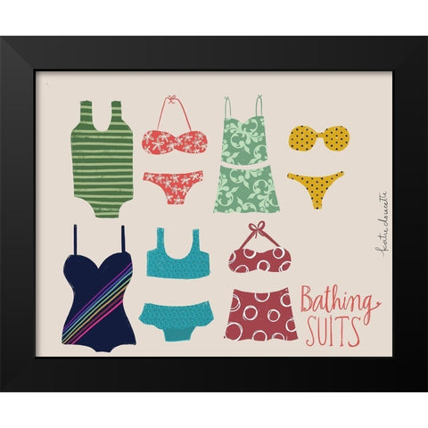 Bathing Suits Black Modern Wood Framed Art Print by Doucette, Katie