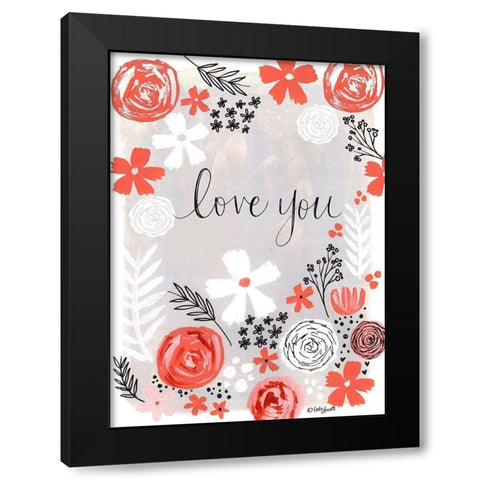 Love You Black Modern Wood Framed Art Print by Doucette, Katie