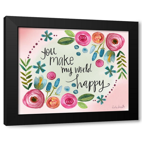 Make My World Happy Black Modern Wood Framed Art Print with Double Matting by Doucette, Katie