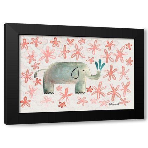 Floral Fox Black Modern Wood Framed Art Print with Double Matting by Doucette, Katie