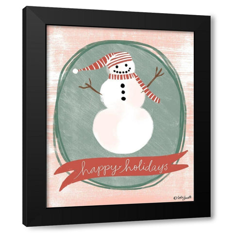 Happy Holidays Black Modern Wood Framed Art Print by Doucette, Katie