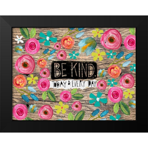Be Kind Wood Background Black Modern Wood Framed Art Print by Doucette, Katie