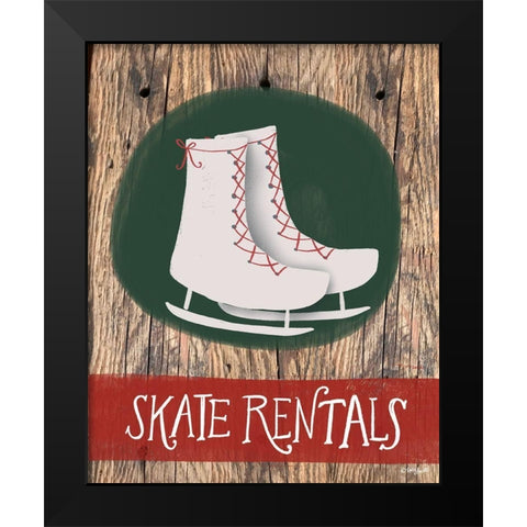 Skate Rentals Black Modern Wood Framed Art Print by Doucette, Katie