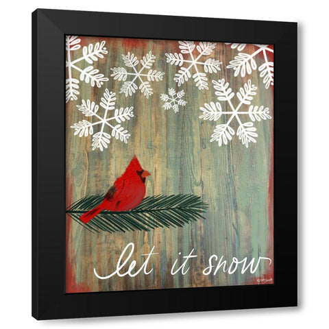 Let It Snow Cardinal Black Modern Wood Framed Art Print with Double Matting by Doucette, Katie