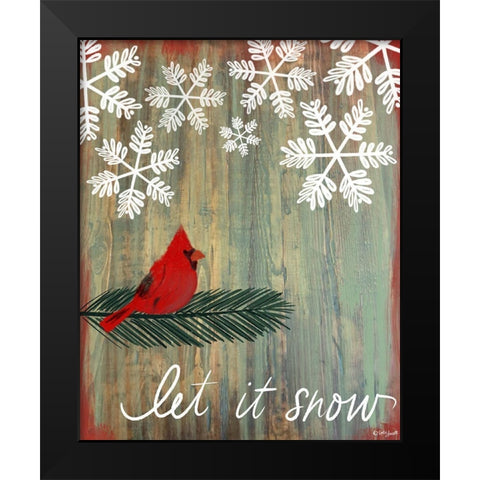 Let It Snow Cardinal Black Modern Wood Framed Art Print by Doucette, Katie