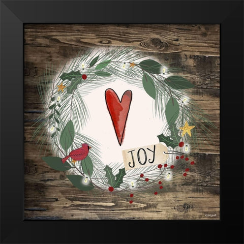 Joy Heart Black Modern Wood Framed Art Print by Doucette, Katie