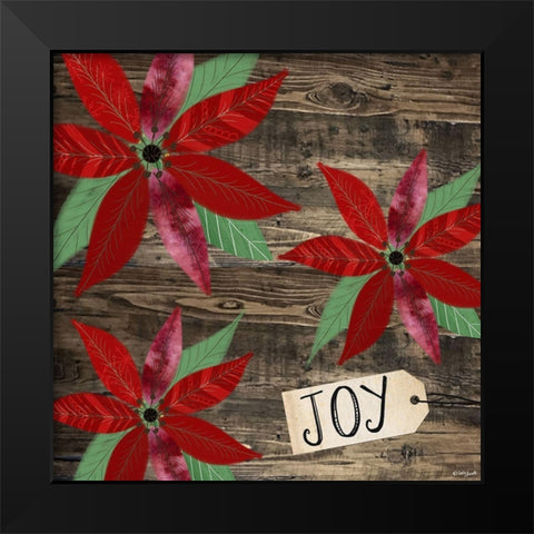 Poinsettia Joy Black Modern Wood Framed Art Print by Doucette, Katie
