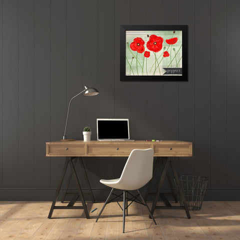 Poppies Black Modern Wood Framed Art Print by Doucette, Katie