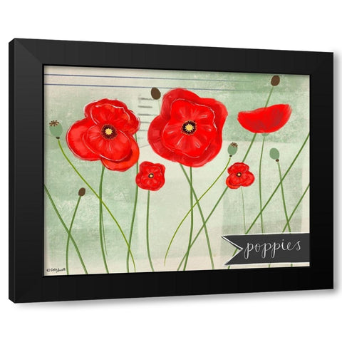 Poppies Black Modern Wood Framed Art Print with Double Matting by Doucette, Katie