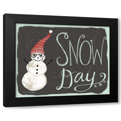 Snow Day Snowman Black Modern Wood Framed Art Print by Doucette, Katie