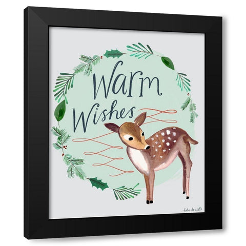 Warm Wishes Fawn Black Modern Wood Framed Art Print by Doucette, Katie