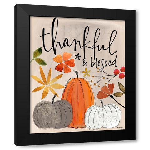 Thankful and Blessed Black Modern Wood Framed Art Print by Doucette, Katie