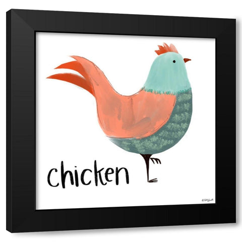 Chicken Black Modern Wood Framed Art Print by Doucette, Katie