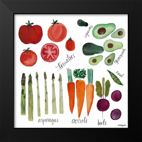 Watercolor Veggies Black Modern Wood Framed Art Print by Doucette, Katie
