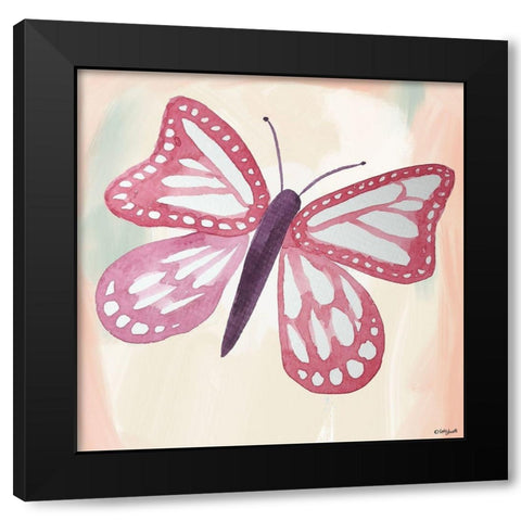 Butterfly V Black Modern Wood Framed Art Print with Double Matting by Doucette, Katie