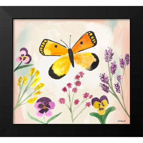 Watercolor Butterfly Black Modern Wood Framed Art Print by Doucette, Katie