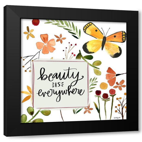 Beauty Butterfly Black Modern Wood Framed Art Print by Doucette, Katie