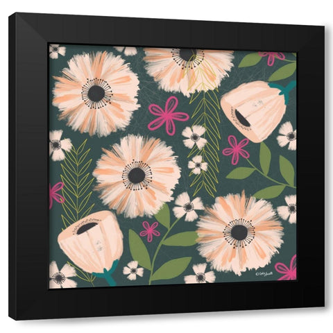 Floral Night Black Modern Wood Framed Art Print with Double Matting by Doucette, Katie